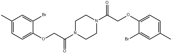 1,4-bis[(2-bromo-4-methylphenoxy)acetyl]piperazine Structure