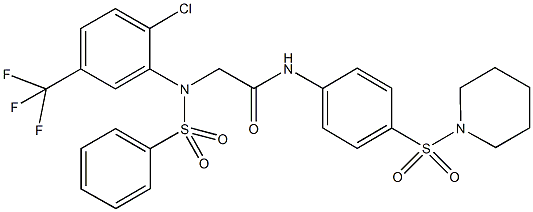 2-[2-chloro(phenylsulfonyl)-5-(trifluoromethyl)anilino]-N-[4-(1-piperidinylsulfonyl)phenyl]acetamide 구조식 이미지