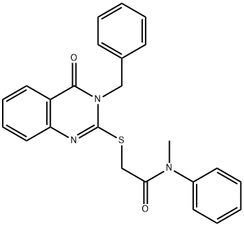 2-[(3-benzyl-4-oxo-3,4-dihydroquinazolin-2-yl)sulfanyl]-N-methyl-N-phenylacetamide 구조식 이미지