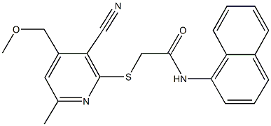 2-({3-cyano-6-methyl-4-[(methyloxy)methyl]pyridin-2-yl}sulfanyl)-N-naphthalen-1-ylacetamide Structure