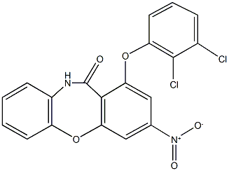 1-(2,3-dichlorophenoxy)-3-nitrodibenzo[b,f][1,4]oxazepin-11(10H)-one 구조식 이미지