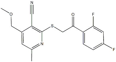 2-{[2-(2,4-difluorophenyl)-2-oxoethyl]sulfanyl}-4-(methoxymethyl)-6-methylnicotinonitrile 구조식 이미지