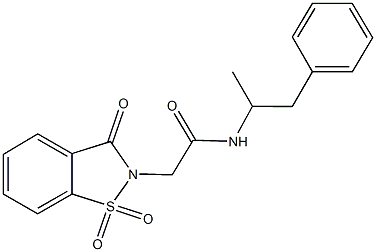 2-(1,1-dioxido-3-oxo-1,2-benzisothiazol-2(3H)-yl)-N-(1-methyl-2-phenylethyl)acetamide 구조식 이미지
