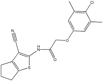 2-(4-chloro-3,5-dimethylphenoxy)-N-(3-cyano-5,6-dihydro-4H-cyclopenta[b]thien-2-yl)acetamide Structure