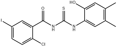 N-(2-chloro-5-iodobenzoyl)-N'-(2-hydroxy-4,5-dimethylphenyl)thiourea 구조식 이미지