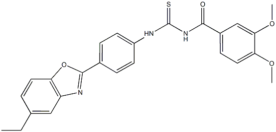 N-(3,4-dimethoxybenzoyl)-N'-[4-(5-ethyl-1,3-benzoxazol-2-yl)phenyl]thiourea 구조식 이미지