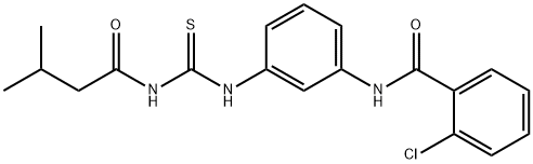 2-chloro-N-[3-({[(3-methylbutanoyl)amino]carbothioyl}amino)phenyl]benzamide Structure