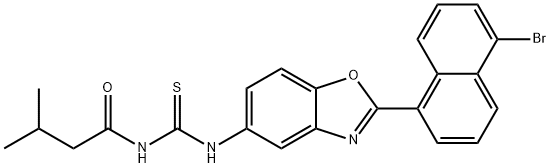 N-[2-(5-bromo-1-naphthyl)-1,3-benzoxazol-5-yl]-N'-(3-methylbutanoyl)thiourea 구조식 이미지