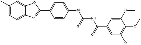 N-[4-(6-methyl-1,3-benzoxazol-2-yl)phenyl]-N'-(3,4,5-trimethoxybenzoyl)thiourea 구조식 이미지