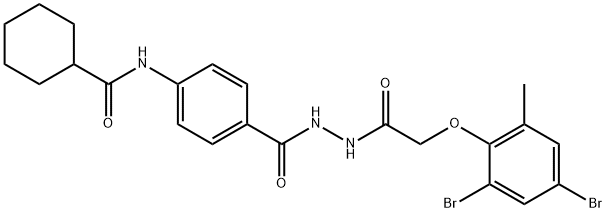 N-[4-({2-[(2,4-dibromo-6-methylphenoxy)acetyl]hydrazino}carbonyl)phenyl]cyclohexanecarboxamide 구조식 이미지