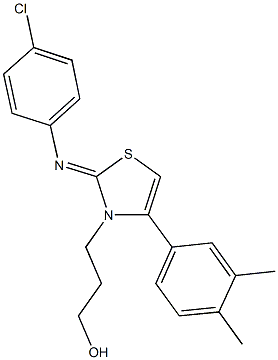 3-(2-[(4-chlorophenyl)imino]-4-(3,4-dimethylphenyl)-1,3-thiazol-3(2H)-yl)-1-propanol Structure