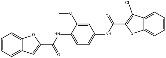 N-(4-{[(3-chloro-1-benzothien-2-yl)carbonyl]amino}-2-methoxyphenyl)-1-benzofuran-2-carboxamide Structure