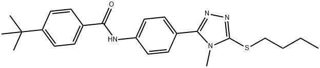 4-tert-butyl-N-{4-[5-(butylsulfanyl)-4-methyl-4H-1,2,4-triazol-3-yl]phenyl}benzamide 구조식 이미지