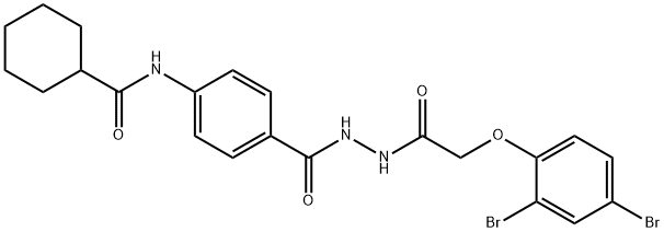 N-[4-({2-[(2,4-dibromophenoxy)acetyl]hydrazino}carbonyl)phenyl]cyclohexanecarboxamide Structure