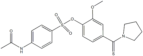 2-methoxy-4-(1-pyrrolidinylcarbothioyl)phenyl 4-(acetylamino)benzenesulfonate 구조식 이미지