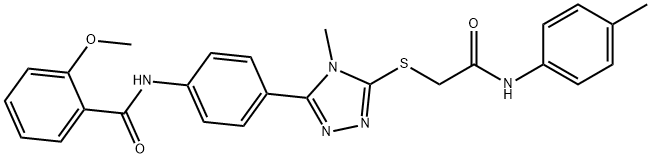 2-methoxy-N-[4-(4-methyl-5-{[2-oxo-2-(4-toluidino)ethyl]sulfanyl}-4H-1,2,4-triazol-3-yl)phenyl]benzamide 구조식 이미지