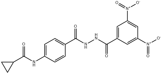 N-{4-[(2-{3,5-dinitrobenzoyl}hydrazino)carbonyl]phenyl}cyclopropanecarboxamide Structure