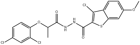 3-chloro-N'-[2-(2,4-dichlorophenoxy)propanoyl]-6-methoxy-1-benzothiophene-2-carbohydrazide 구조식 이미지