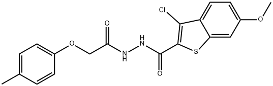 3-chloro-6-methoxy-N'-[(4-methylphenoxy)acetyl]-1-benzothiophene-2-carbohydrazide 구조식 이미지