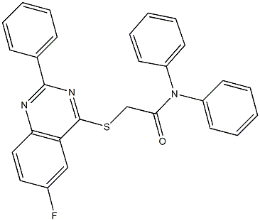 2-[(6-fluoro-2-phenyl-4-quinazolinyl)sulfanyl]-N,N-diphenylacetamide 구조식 이미지