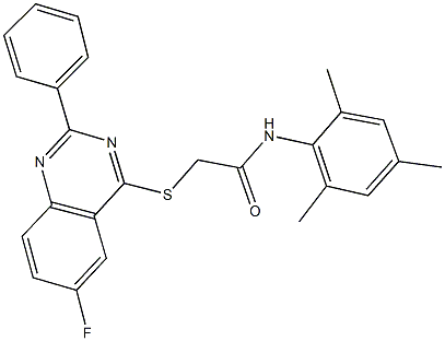 2-[(6-fluoro-2-phenyl-4-quinazolinyl)sulfanyl]-N-mesitylacetamide Structure