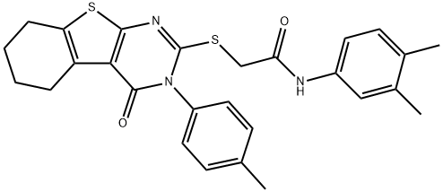 N-(3,4-dimethylphenyl)-2-{[3-(4-methylphenyl)-4-oxo-3,4,5,6,7,8-hexahydro[1]benzothieno[2,3-d]pyrimidin-2-yl]sulfanyl}acetamide Structure