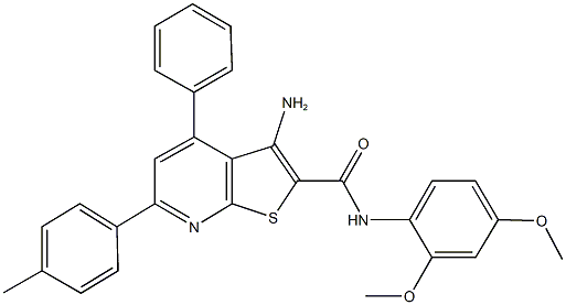 3-amino-N-(2,4-dimethoxyphenyl)-6-(4-methylphenyl)-4-phenylthieno[2,3-b]pyridine-2-carboxamide 구조식 이미지