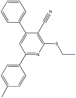 2-(ethylsulfanyl)-6-(4-methylphenyl)-4-phenylnicotinonitrile 구조식 이미지