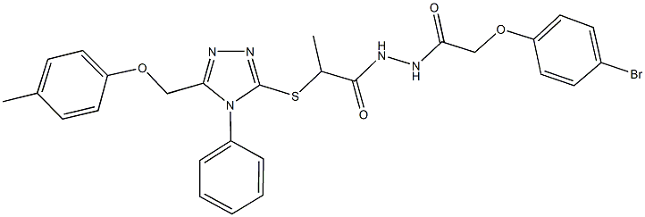 N'-[(4-bromophenoxy)acetyl]-2-({5-[(4-methylphenoxy)methyl]-4-phenyl-4H-1,2,4-triazol-3-yl}sulfanyl)propanohydrazide 구조식 이미지