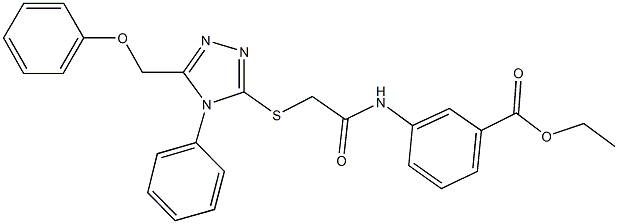 ethyl 3-[({[5-(phenoxymethyl)-4-phenyl-4H-1,2,4-triazol-3-yl]sulfanyl}acetyl)amino]benzoate Structure