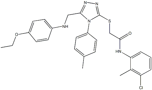 N-(3-chloro-2-methylphenyl)-2-{[5-[(4-ethoxyanilino)methyl]-4-(4-methylphenyl)-4H-1,2,4-triazol-3-yl]sulfanyl}acetamide 구조식 이미지