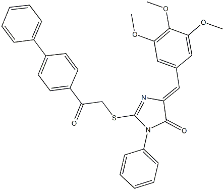 2-[(2-[1,1'-biphenyl]-4-yl-2-oxoethyl)sulfanyl]-3-phenyl-5-(3,4,5-trimethoxybenzylidene)-3,5-dihydro-4H-imidazol-4-one Structure