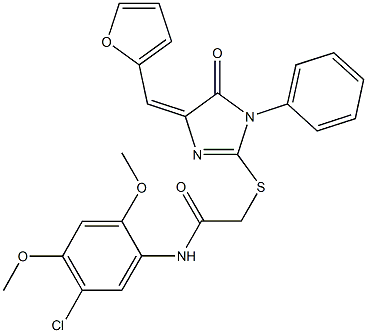 N-(5-chloro-2,4-dimethoxyphenyl)-2-{[4-(2-furylmethylene)-5-oxo-1-phenyl-4,5-dihydro-1H-imidazol-2-yl]sulfanyl}acetamide Structure