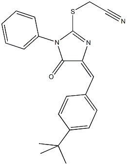 {[4-(4-tert-butylbenzylidene)-5-oxo-1-phenyl-4,5-dihydro-1H-imidazol-2-yl]sulfanyl}acetonitrile 구조식 이미지