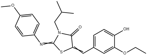 5-(3-ethoxy-4-hydroxybenzylidene)-3-isobutyl-2-[(4-methoxyphenyl)imino]-1,3-thiazolidin-4-one 구조식 이미지