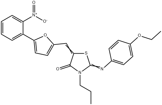 2-[(4-ethoxyphenyl)imino]-5-[(5-{2-nitrophenyl}-2-furyl)methylene]-3-propyl-1,3-thiazolidin-4-one Structure