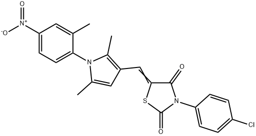 3-(4-chlorophenyl)-5-[(1-{4-nitro-2-methylphenyl}-2,5-dimethyl-1H-pyrrol-3-yl)methylene]-1,3-thiazolidine-2,4-dione Structure