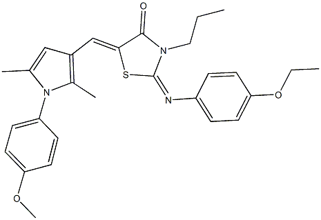 2-[(4-ethoxyphenyl)imino]-5-{[1-(4-methoxyphenyl)-2,5-dimethyl-1H-pyrrol-3-yl]methylene}-3-propyl-1,3-thiazolidin-4-one 구조식 이미지