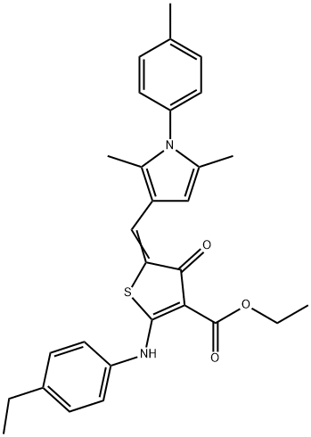 ethyl 5-{[2,5-dimethyl-1-(4-methylphenyl)-1H-pyrrol-3-yl]methylene}-2-(4-ethylanilino)-4-oxo-4,5-dihydro-3-thiophenecarboxylate Structure