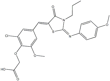 [2-chloro-6-methoxy-4-({2-[(4-methoxyphenyl)imino]-4-oxo-3-propyl-1,3-thiazolidin-5-ylidene}methyl)phenoxy]acetic acid Structure