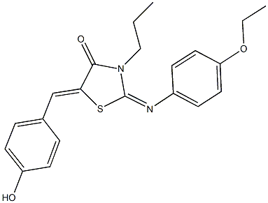 2-[(4-ethoxyphenyl)imino]-5-(4-hydroxybenzylidene)-3-propyl-1,3-thiazolidin-4-one 구조식 이미지