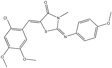 5-(2-chloro-4,5-dimethoxybenzylidene)-2-[(4-methoxyphenyl)imino]-3-methyl-1,3-thiazolidin-4-one Structure