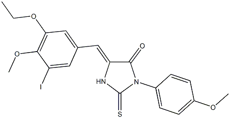 5-(3-ethoxy-5-iodo-4-methoxybenzylidene)-3-(4-methoxyphenyl)-2-thioxo-4-imidazolidinone 구조식 이미지