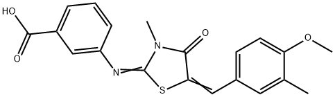 3-{[5-(4-methoxy-3-methylbenzylidene)-3-methyl-4-oxo-1,3-thiazolidin-2-ylidene]amino}benzoic acid Structure