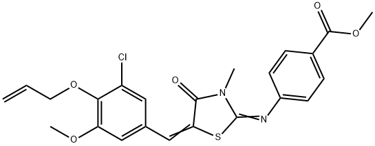 methyl 4-({5-[4-(allyloxy)-3-chloro-5-methoxybenzylidene]-3-methyl-4-oxo-1,3-thiazolidin-2-ylidene}amino)benzoate 구조식 이미지