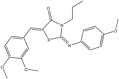 5-(3,4-dimethoxybenzylidene)-2-[(4-methoxyphenyl)imino]-3-propyl-1,3-thiazolidin-4-one 구조식 이미지