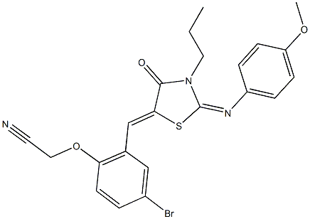[4-bromo-2-({2-[(4-methoxyphenyl)imino]-4-oxo-3-propyl-1,3-thiazolidin-5-ylidene}methyl)phenoxy]acetonitrile Structure