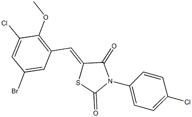 5-(5-bromo-3-chloro-2-methoxybenzylidene)-3-(4-chlorophenyl)-1,3-thiazolidine-2,4-dione Structure