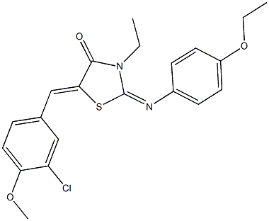 5-(3-chloro-4-methoxybenzylidene)-2-[(4-ethoxyphenyl)imino]-3-ethyl-1,3-thiazolidin-4-one 구조식 이미지