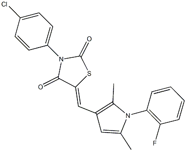 3-(4-chlorophenyl)-5-{[1-(2-fluorophenyl)-2,5-dimethyl-1H-pyrrol-3-yl]methylene}-1,3-thiazolidine-2,4-dione 구조식 이미지